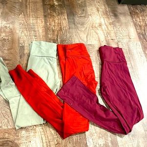Light green and burnt orange and maroon high waisted forever 21 legging